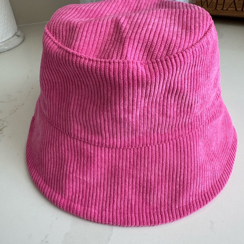 Lele Sadoughi Pink Corduroy Bucket Hat